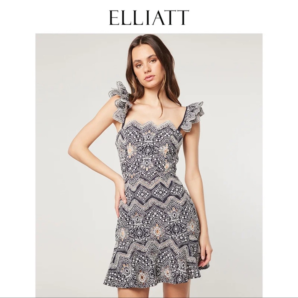 ELLIATT Ruffle Sleeve Mini Dress – Royal Blue